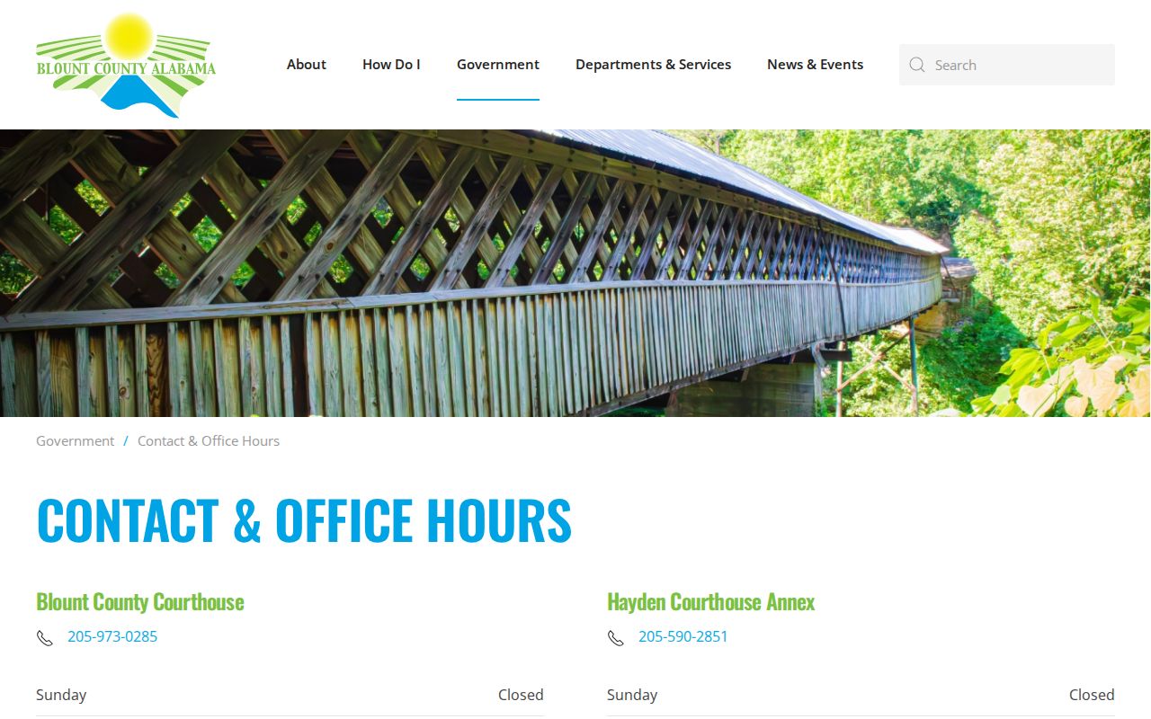 Blount County court records contact and office hours page