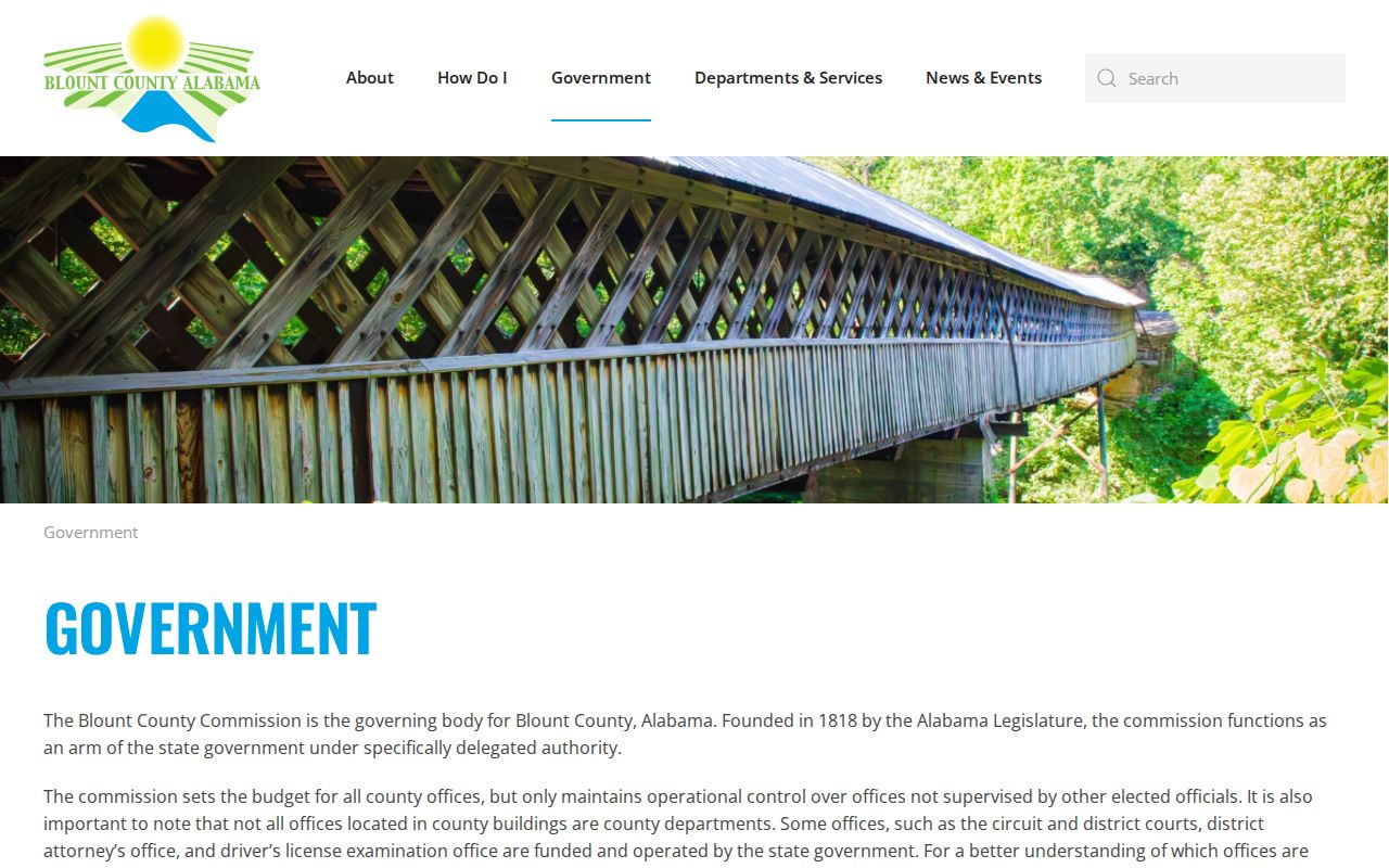 Blount County court records county government overview page