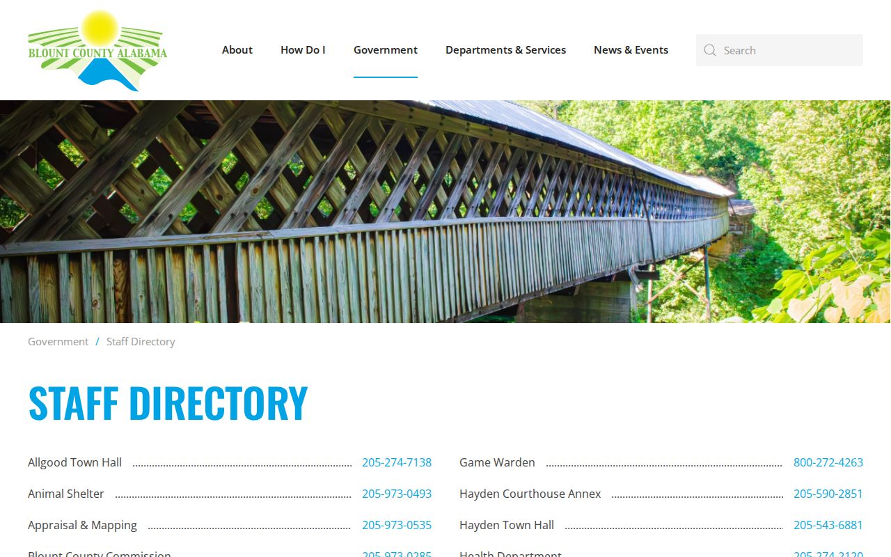 Blount County court records staff directory page