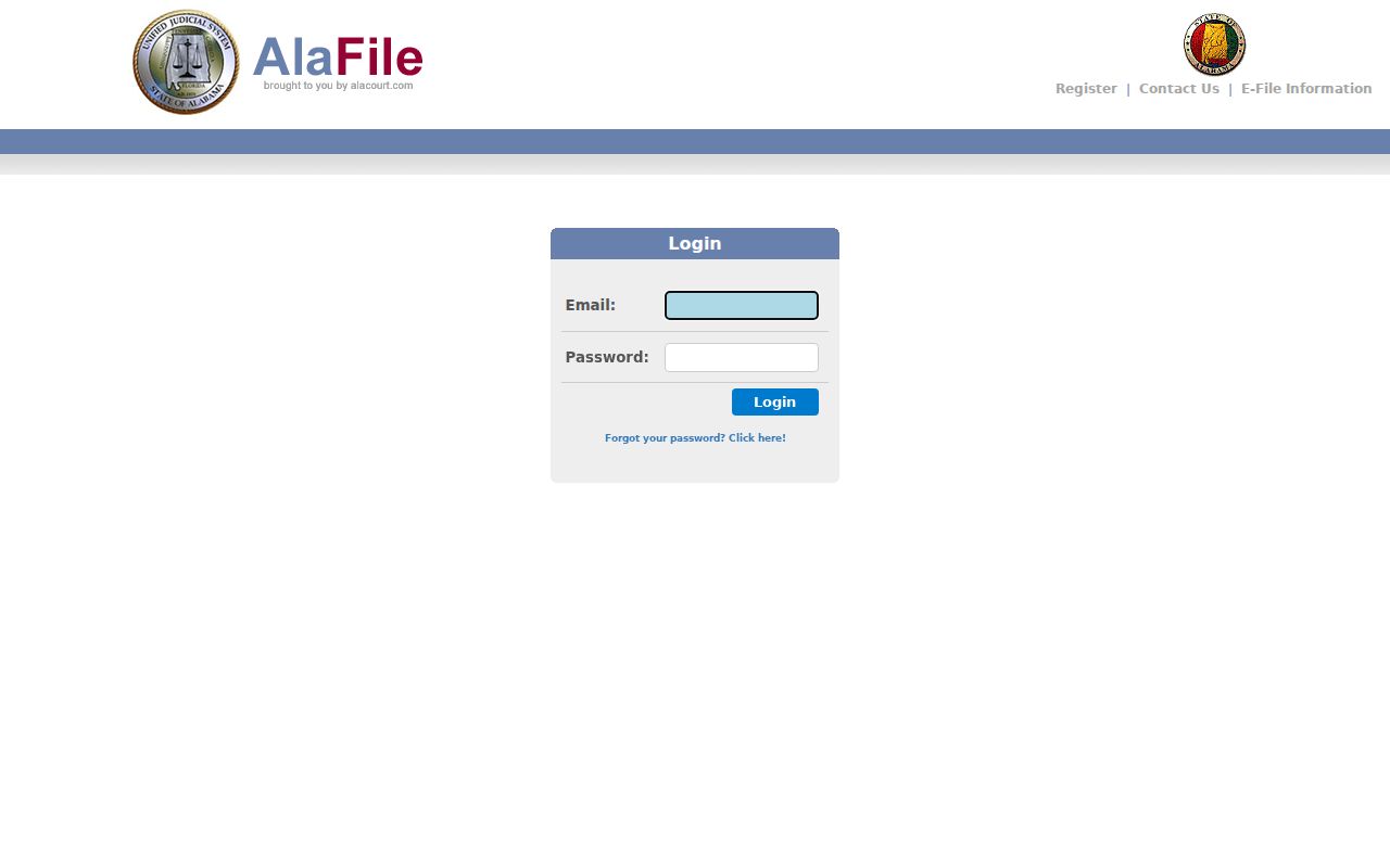 Blount County court records AlaFile e-filing portal