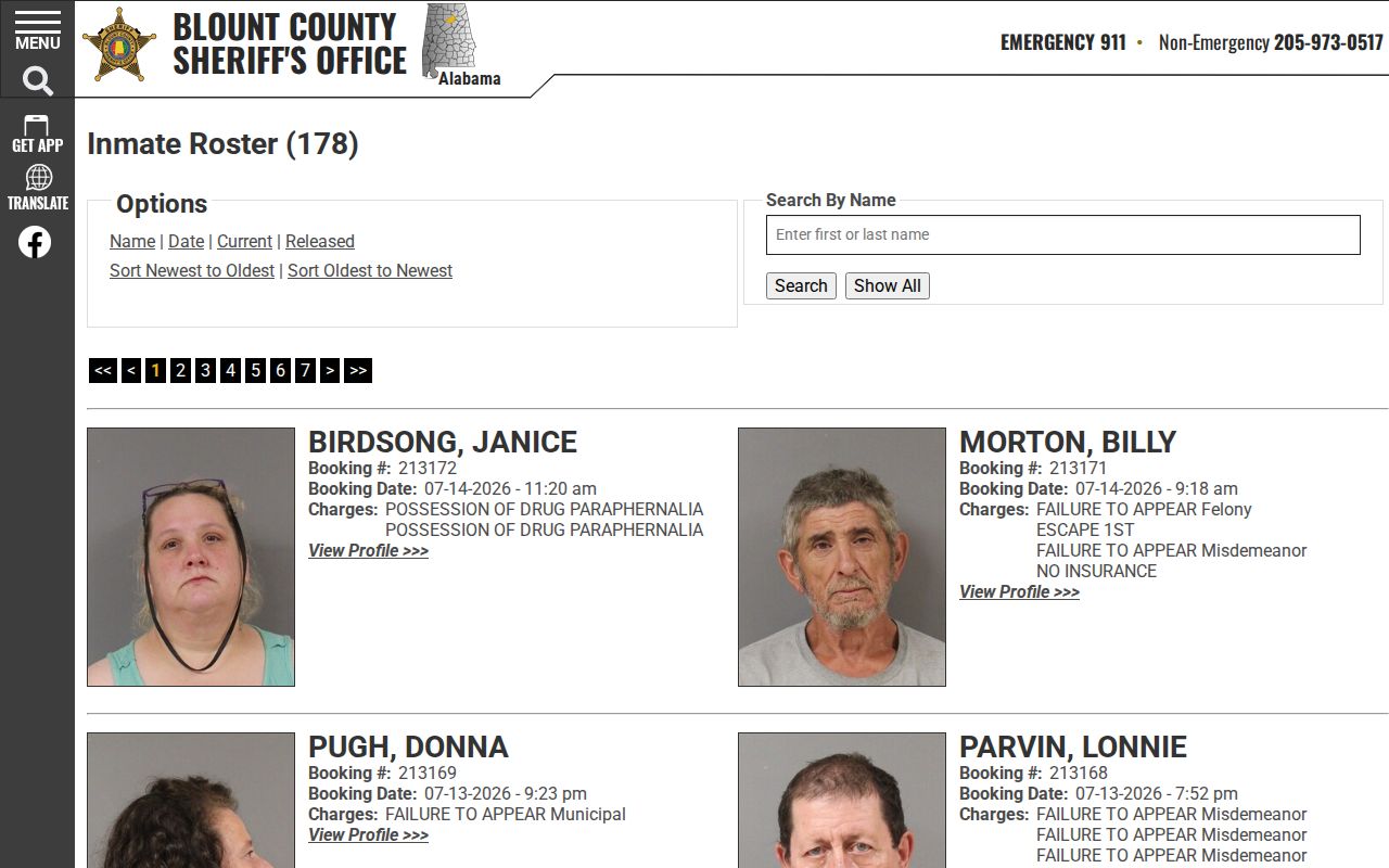 Blount County inmate records current jail roster