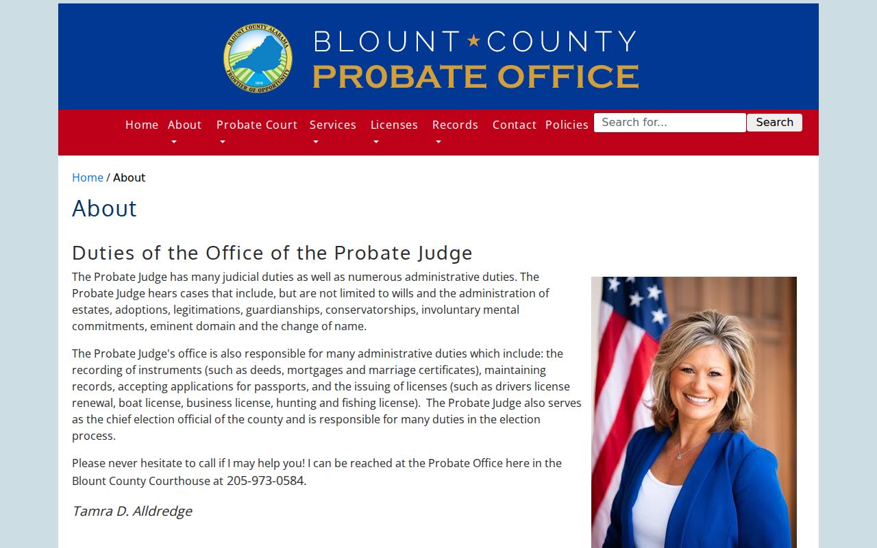 Blount County probate records Probate Office about page